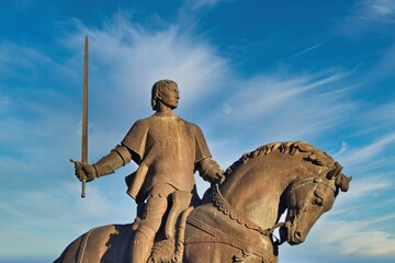 Equestrian statue of Nuno Alvares Pereira, Portugal.