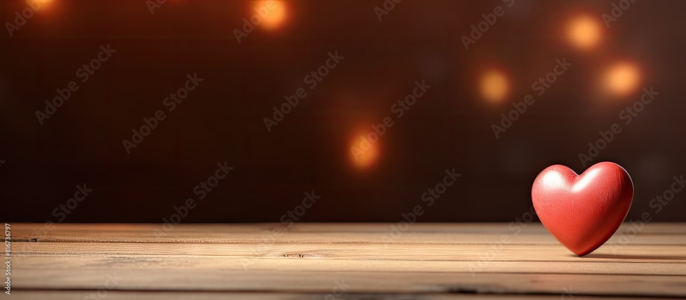 Aufkleber A romantic Valentine s Day vibe with a heart shaped object resting on a wooden table perfect for a copy space image