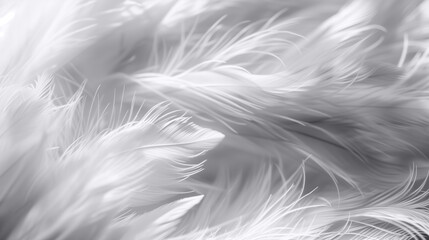 Closeup, white and feathers background for peace, calm, and spirituality for God, religion, and hope. High-quality photo. Place for text, advertising, background for banner, Desktop wallpaper.