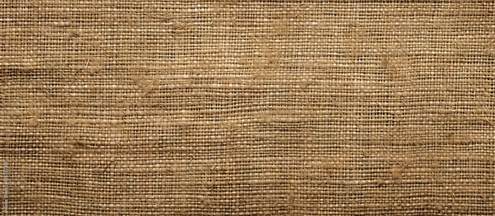Aufkleber Top view of a burlap linen fabric surface resembling the texture of a hessian sack creating a textured background for a copy space image