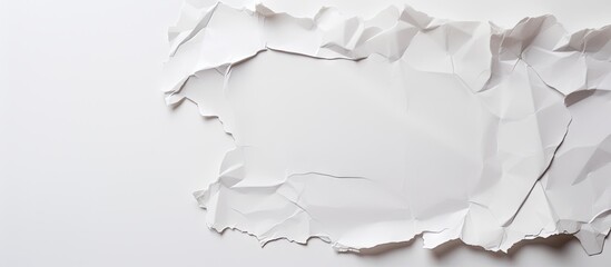 A torn piece of paper featuring a blank area against a white backdrop for adding text or images. with copy space image. Place for adding text or design