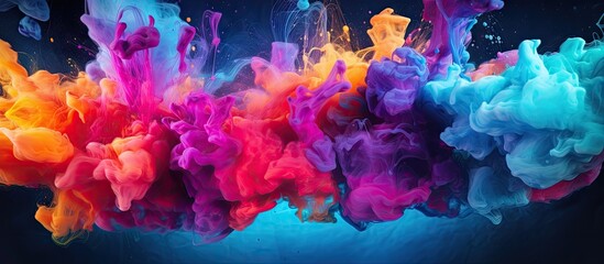 Underwater there are vibrant paints that spread creating a colorful copy space image