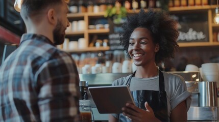 Barista Taking Order with Tablet