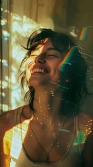 Smiling young woman in the sunlight