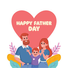 Father's Day illustration with the concept of a happy family, father love family. Suitable for banner, flyer, template