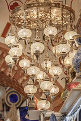 White Glass Silver Metal Chandelier Middle East Style Lamps