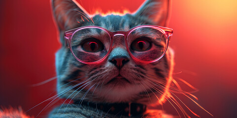 Cat with pink glasses