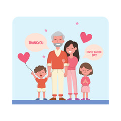 Father's Day illustration with the concept of a happy family, father love family. Suitable for banner, flyer, template