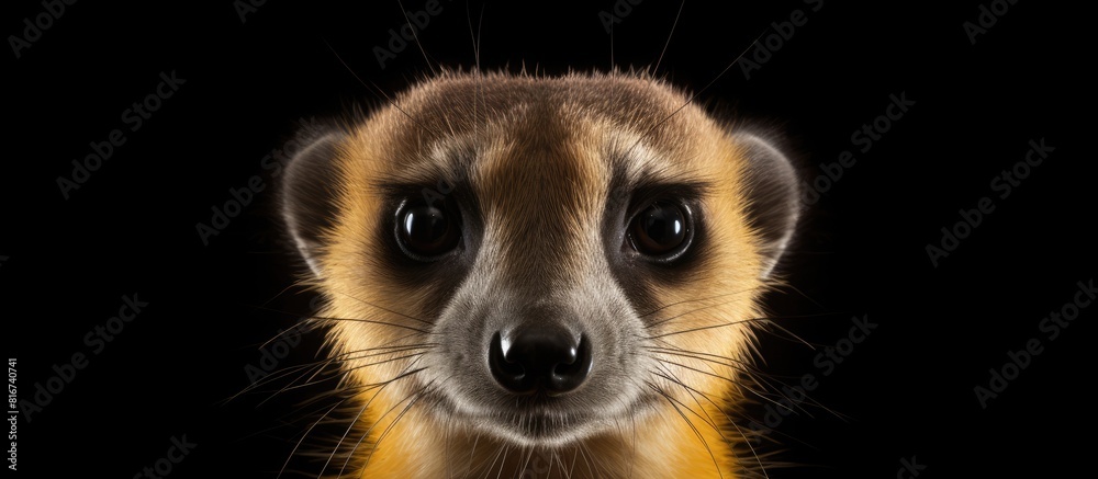 Poster A suricata captured in a top down photograph gazing into the camera with ample copy space