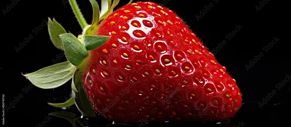 Poster a vibrant and delicious red strawberry fully ripe and juicy is portrayed in this captivating copy sp