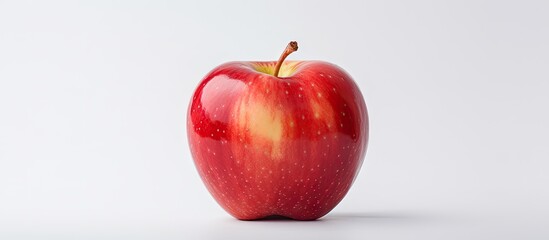 A single slice of a fresh apple with ample empty space around it captured against a white background in a copy space image