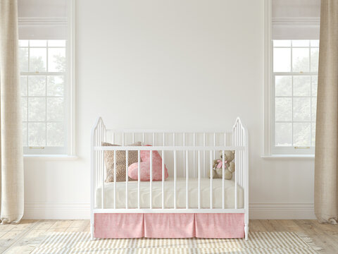 Nursery interior in romantic style. 3d render.