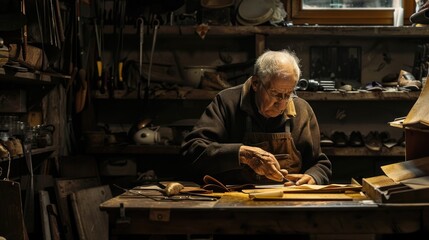 A man is working on a piece of wood. Suitable for carpentry and craftsmanship concepts