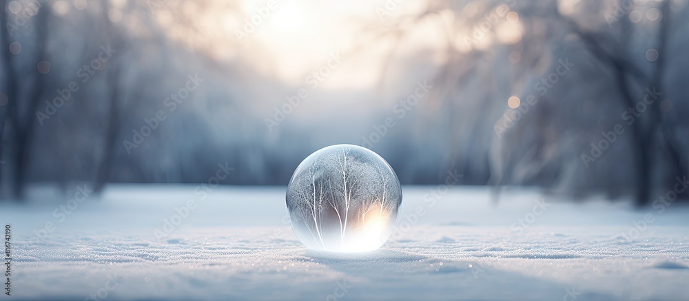 Poster the spherical light resembles a snowy scene in the copy space image
