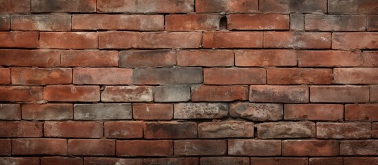 Obraz premium A textured red brick wall with a rustic and worn appearance offering room for additional elements in the image