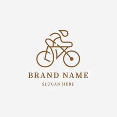 Bike Shop logo template featuring a bicycle and a runner  icon 