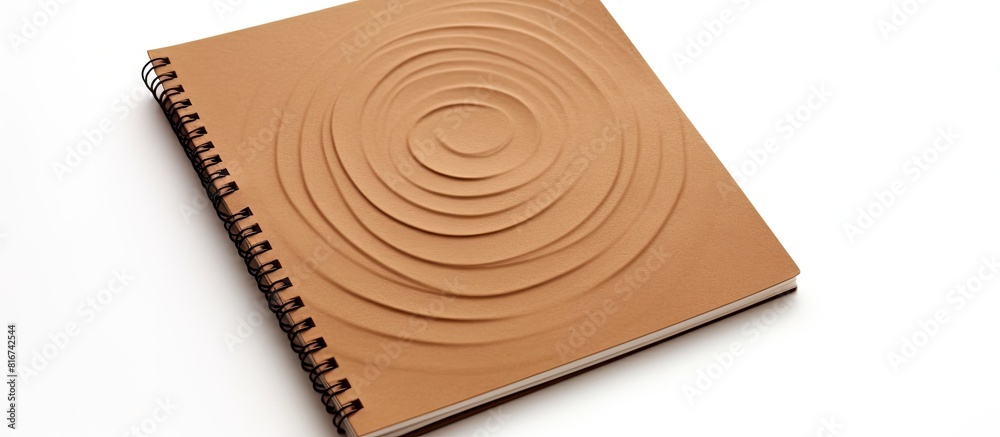 Poster A spiral notepad with blank brown paper on one side isolated on a white background The image provides ample copy space for writing or doodling