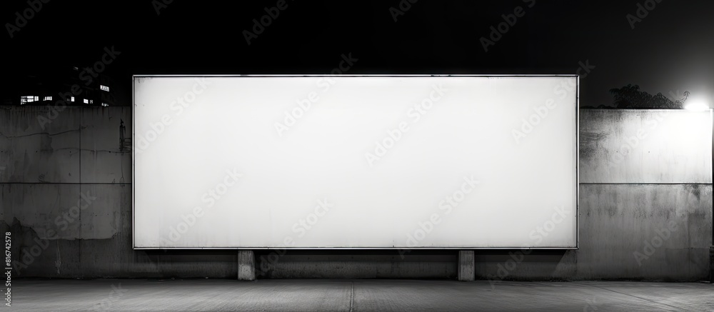 Poster Street wall with a blank billboard and banners offering ample copy space for your own text along with signage and lighting equipment for advertisement