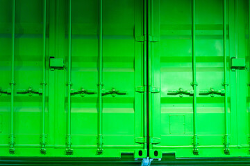 Warehouse building with various colorful shipping containers