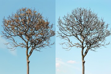 A couple of trees standing in the grass. Can be used for nature or landscape concepts
