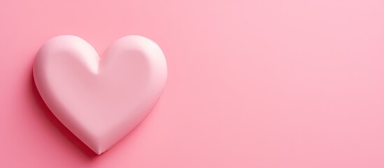 Valentine s anniversary greeting concept with a heart shape placed on a pink background A flat lay top view image with copy space available