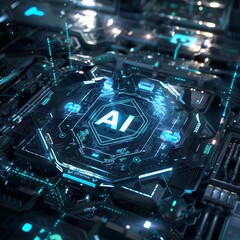 Futuristic AI Chip Illustration