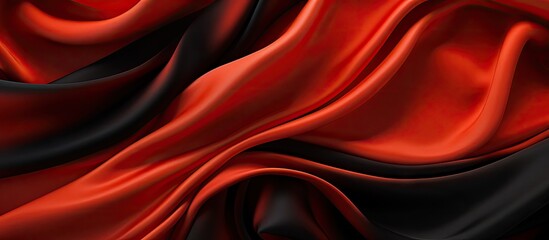 Obraz premium A top view of a copy space image showcasing a vibrant combination of red and black silk fabric