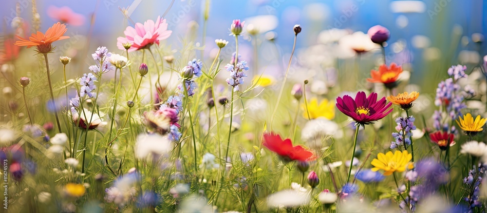 Aufkleber the image of wild flowers serves as a natural backdrop with ample copy space for text or lettering