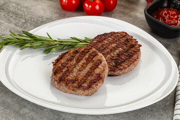 Grilled two beef burger cutlet