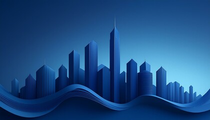 A city skyline silhouette with skyscrapers outlined against a twilight sky.