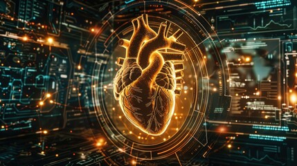 medical healthcare background wallpaper featuring heart shape and futuristic