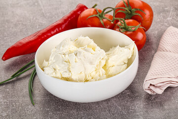 Soft Philadephia cheese in the bowl