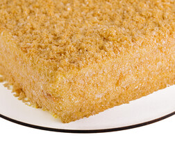 Napoleon Cake on a white plate top view