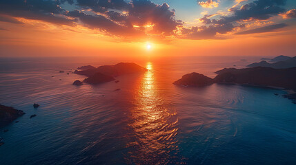 Naklejka premium sunset over the sea