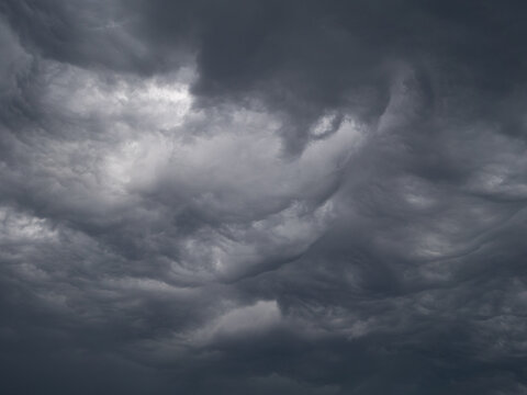 Stunning view of a cloudy sky with thick formations of clouds