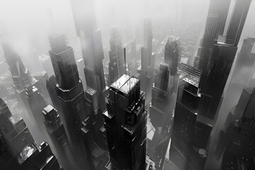 black and white city - Powered by Adobe