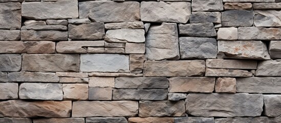 Fototapeta premium A wall made of decorative granite stones providing an attractive backdrop for photographs or designs with space to add images. Copyspace image