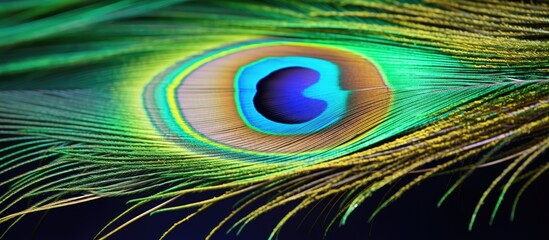 Fototapeta premium View the exquisite details of a beautiful peacock feather in this copy space image