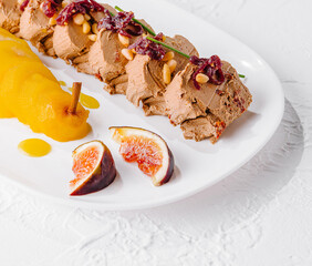Gourmet pork pate with figs and pureed pear