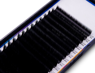 Eyelash extension trays on white background