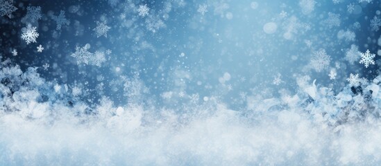 Obraz premium A blue toned background featuring the texture of fresh snow perfect for winter themed cards or Christmas festival designs with ample space for text