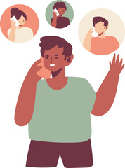 calling flat style character illustration