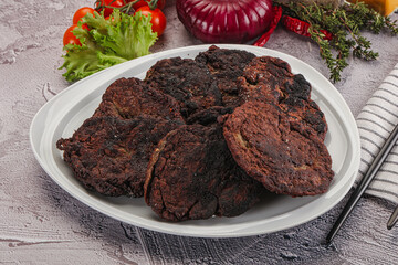 Liver pancakes in the bowl