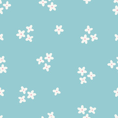 Floral seamless pattern with flowers on light blue background