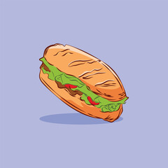 Vector Illustration of street food sandwich