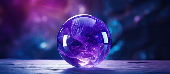 A health and wellness marketing essential the dark purple Fluorite crystal sphere brings a sense of serenity and promotes overall well being Perfect for creating a captivating copy space image