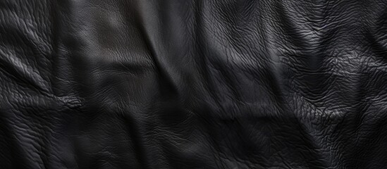 A black full grain leather background with an abstract and authentic cowhide texture suitable for...