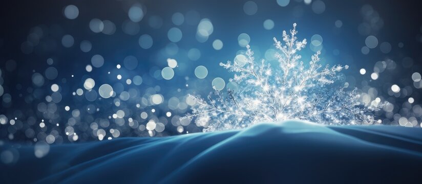 A festive Christmas decoration adorned with shimmering white sparkles creating a captivating copy space image