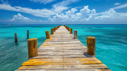 Photo of a Wooden Pier Extending Into Ocean - Powered by Adobe