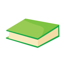 Green single book vector illustration, flat icon design style, isolated on white